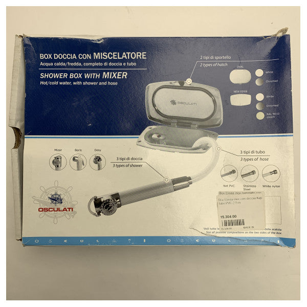 Душова кабіна з нержавіючої сталі Osculati Marine зі змішувачем і шлангом ПВХ 2,5 м для катерів і яхт