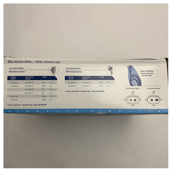 Душова кабіна з нержавіючої сталі Osculati Marine зі змішувачем і шлангом ПВХ 2,5 м для катерів і яхт