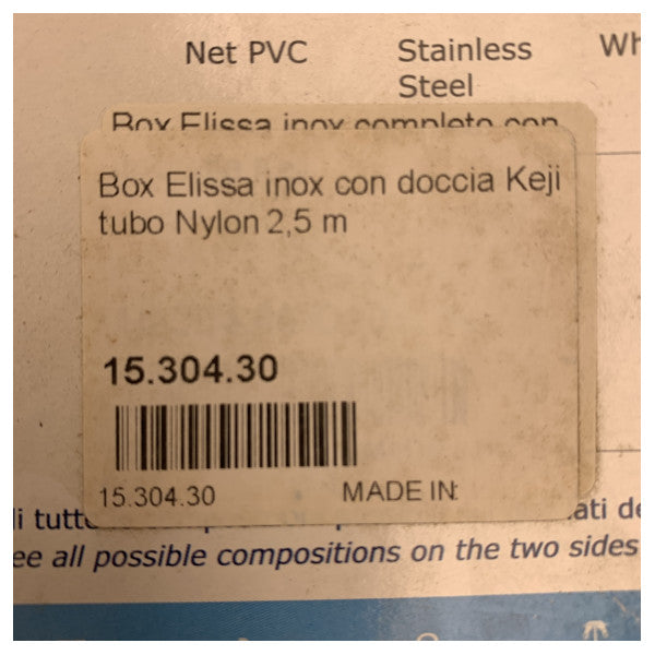 Cabina de ducha Osculati Marine de acero inoxidable con mezclador - Manguera de nailon duradera de 2,5 m para barcos y yates