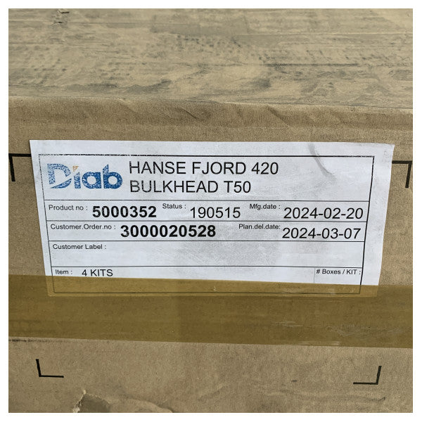 Hans Fjord Diab Fjord 40 Foam Core Bulkhead Kit - KFO0075 