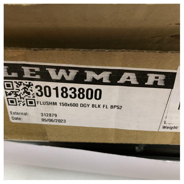 Lewmar Flush Mitre Portlight 150x600mm Dark Grey Black