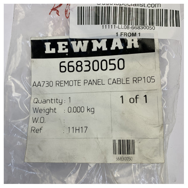 Lewmar 66830050 AA730 Fjärrpanelkabel RP105 