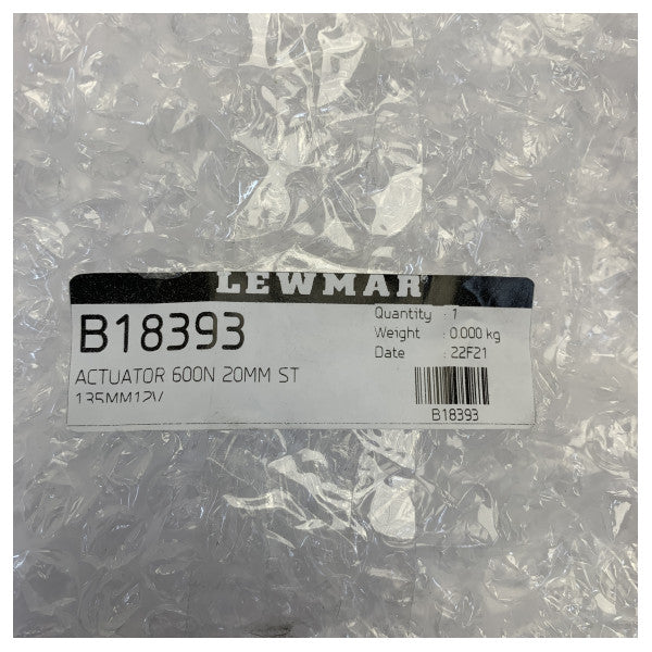 Lewmar B18399 12V elektrisk lineær aktuator -600N kraft 135mm slaglængde 