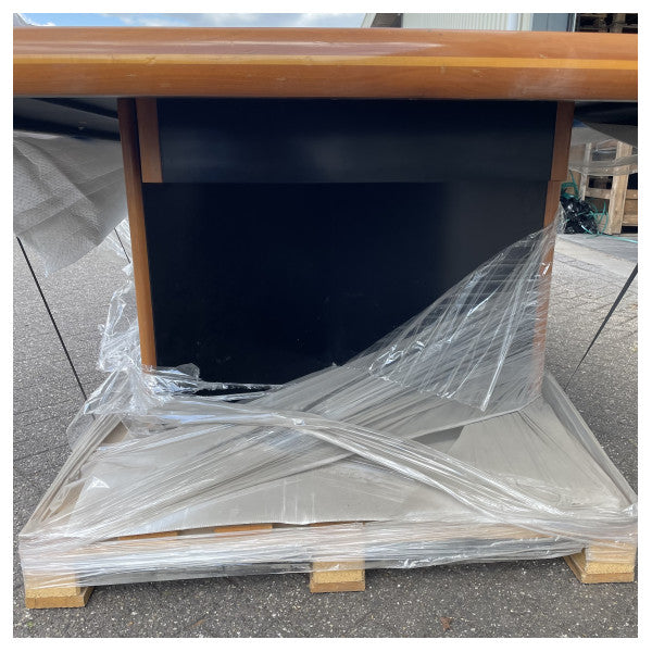 Tabella Marittima Kbira Ħamra 325cm b'Qafas Iswed Robust u Saqajn tal-Injam għall-Jottijiet 