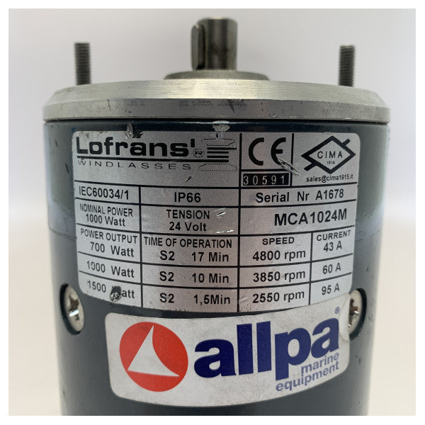 USED Lofrans MCA1024M 1000W | 24V windlass electro motor - EC60034-1