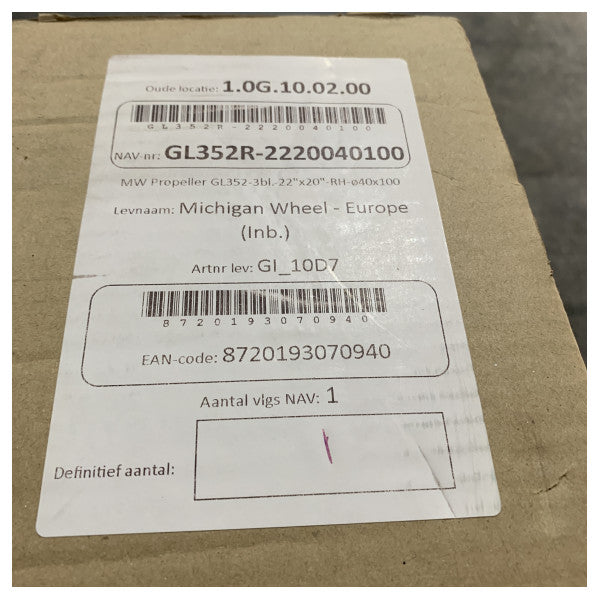 Michigan Propellers 3-Blade Messingpropeller GL352 22x20 RH 40mm - 690258 