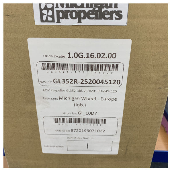 Michigan Propellers 3-Blade Messingpropeller GL352 R25x20 RH45 - 668408 