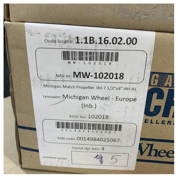 Michigan Match 3 kanatlı alüminyum pervane 7.5 x 8 RH - 102018 