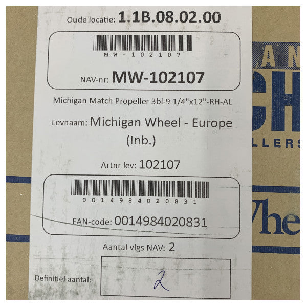 Michigan Match 3-blads aluminiumsbåtpropell 9 1/4 x 12 RH - 102107 