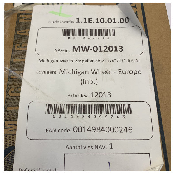 Michigan Match hélice de alumínio de 3 pás 9 1/4 x 11 RH - 12013 
