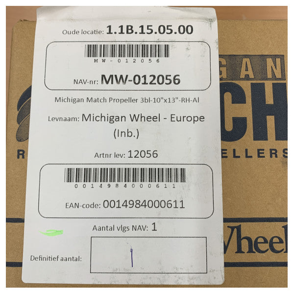 Michigan Match 3-Blatt-Aluminium-Bootspropeller 10x13 RH - 12056 