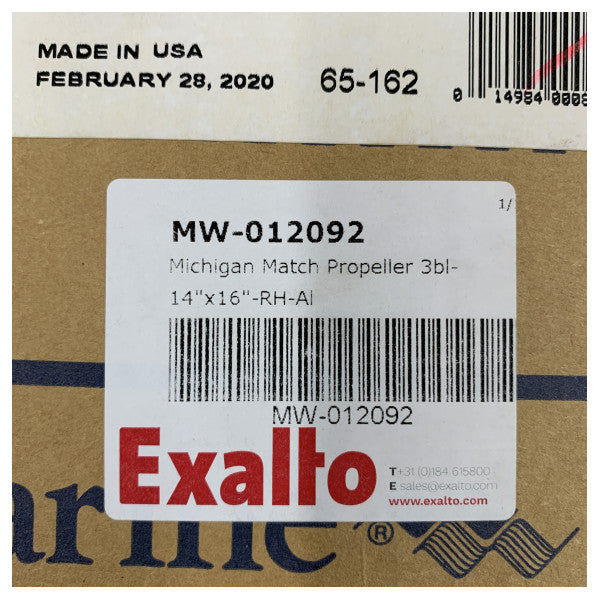Michigan Match 3-bladet aluminiumsbådpropeller 14x16 RH 12092 