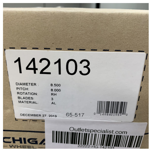 Michigan Match 3-Blade Aluminum Propeller 8.5x8 RH - 142103