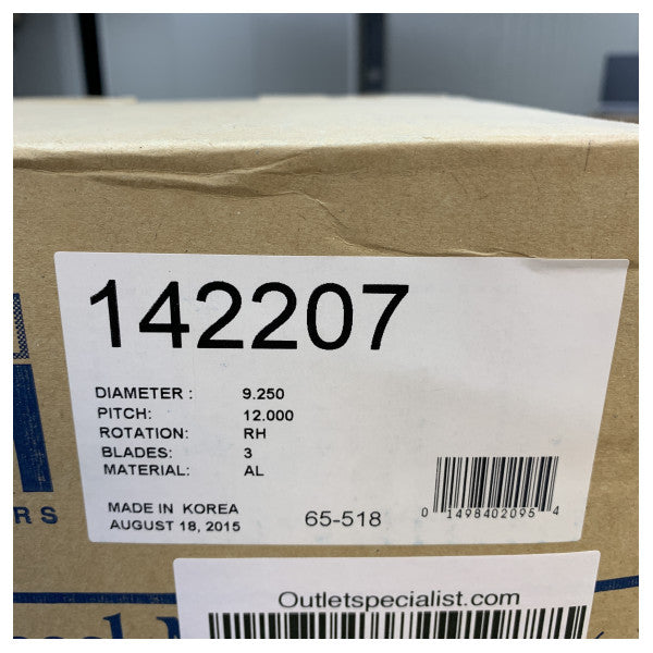 Michigan Match 3-Blatt Aluminium-Bootspropeller 9 1/4x12 RH - 142207 