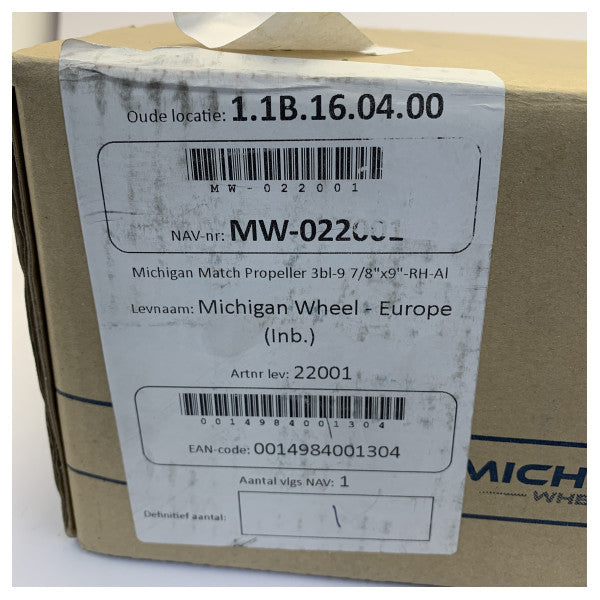 Michigan Match 3-Blade Aluminum Marine Propeller 9 7/8 x 9 RH - 22001 