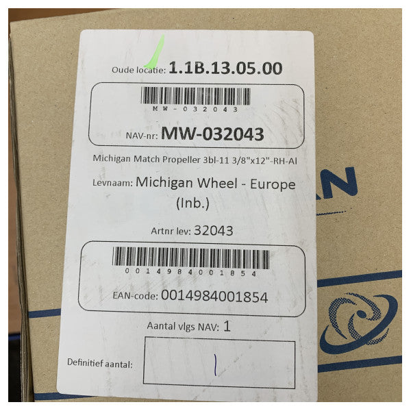 Michigan Match 3-bladet aluminiumsbådpropel 11 3/8 x 12 RH - 32043 
