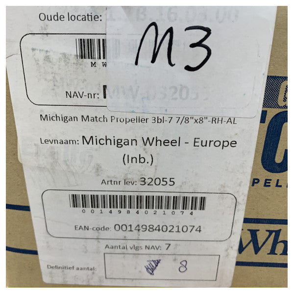 Michigan Match 3-Blatt-Aluminium-Propeller 7 7/8 x 8 RH - 32055 