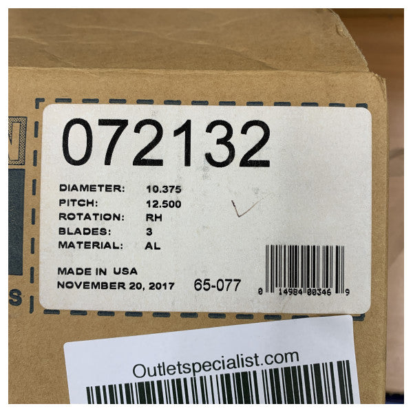 Michigan Match 3-Blatt Aluminium-Bootspropeller 10 3/8 x 12-1/2 RH - 72132 