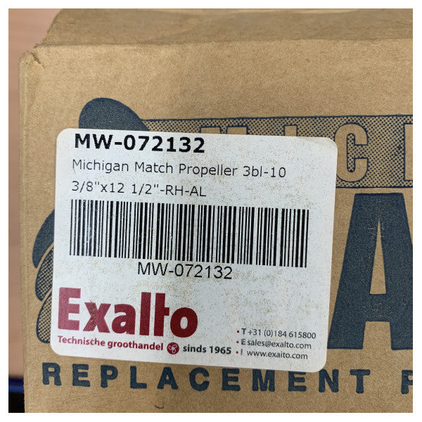 Michigan Match 3-Blatt Aluminium-Bootspropeller 10 3/8 x 12-1/2 RH - 72132 