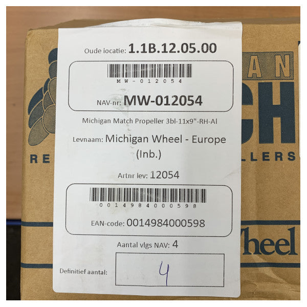 Hélice de barco Michigan Match de 3 pás em alumínio 11x9 RH - 12054 