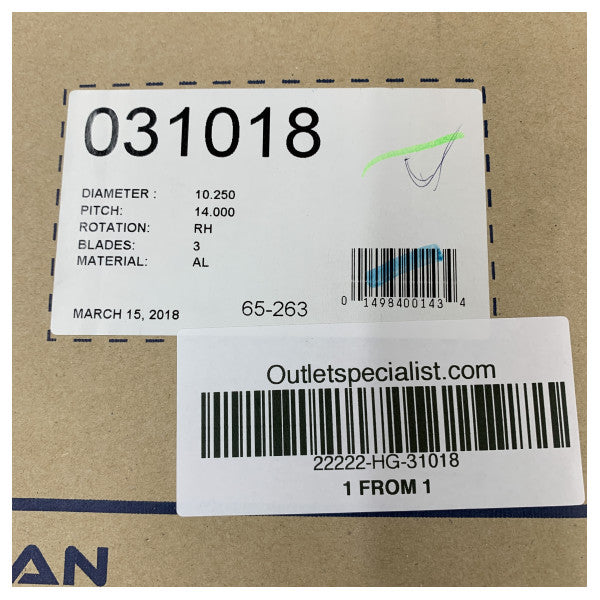 Michigan Match 3-blads aluminiumpropell 10 1/4 x 14 høyre - 31018 