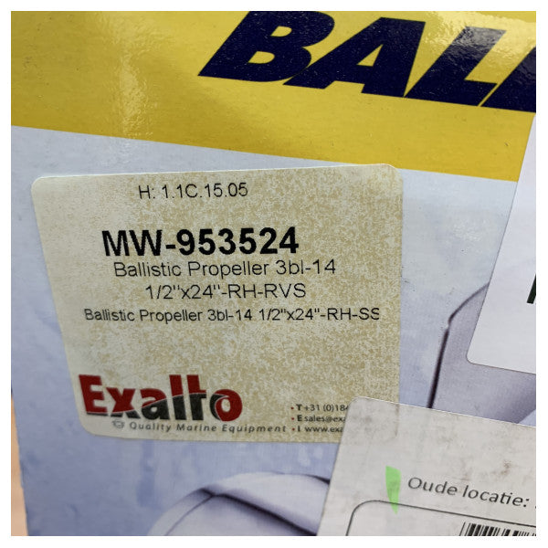 Michigan Ballistic 3 Pervaneli Paslanmaz Çelik Pervane 14 1/2 x 24 RH - 953524 