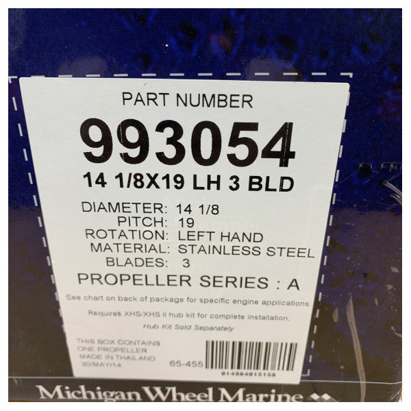 Michigan Apollo 3-bladet rustfri stålpropel 14 1/8 x 19 LH - 993054 