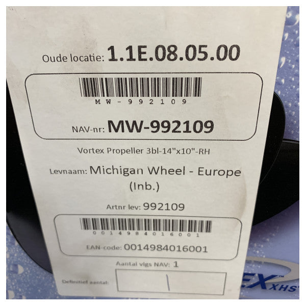 Hélice en aluminium Michigan Vortex 3 pales 14 x 10 RH - 992109 