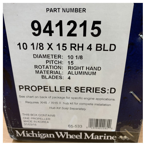 Michigan Vortex 4-Blatt-Aluminiumpropeller 10 1/8 x 15 RH - 941215 