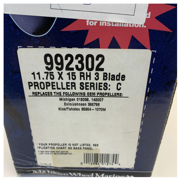 Michigan Vortex aluminiumpropell 3-blads 11 3/4 x 15 RH - 992302 