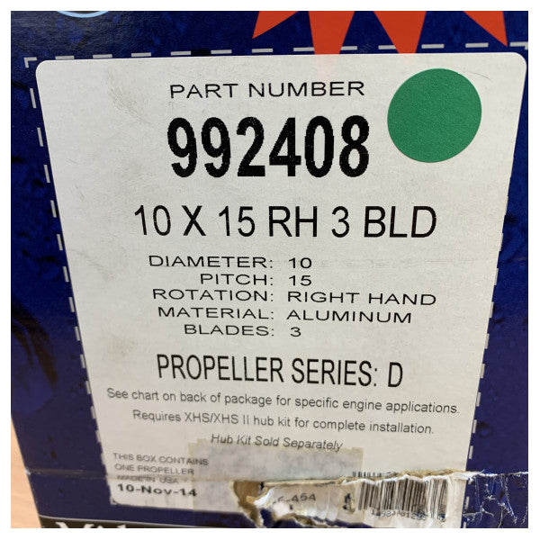 Hélice en aluminium à 3 pales Michigan Vortex 10 x 15 RH - 992408 
