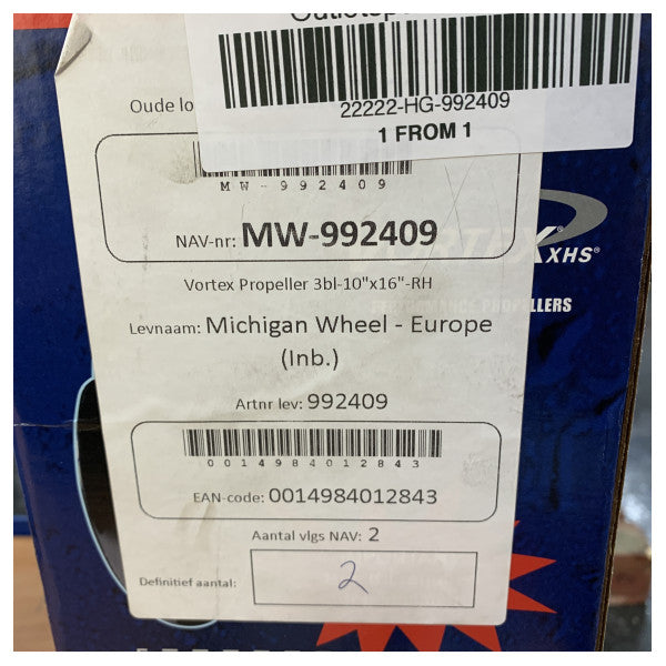 Michigan Vortex 3-Blade Aluminium Propeller 10 x 16 RH - 992409 