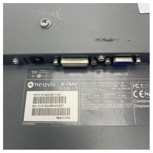 Neovo X-19AV Monitor de Visualização Marinha de 19 Polegadas - Usado 