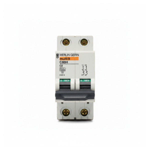 Interruptor automático en miniatura Merlin Gerin Multi 9 C60H C2 MCB 10kA 2A - Usado 