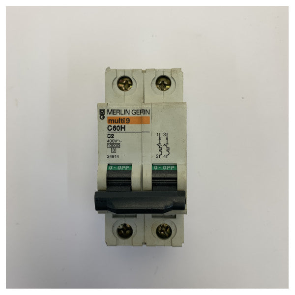 Interruptor automático en miniatura Merlin Gerin Multi 9 C60H C2 MCB 10kA 2A - Usado 