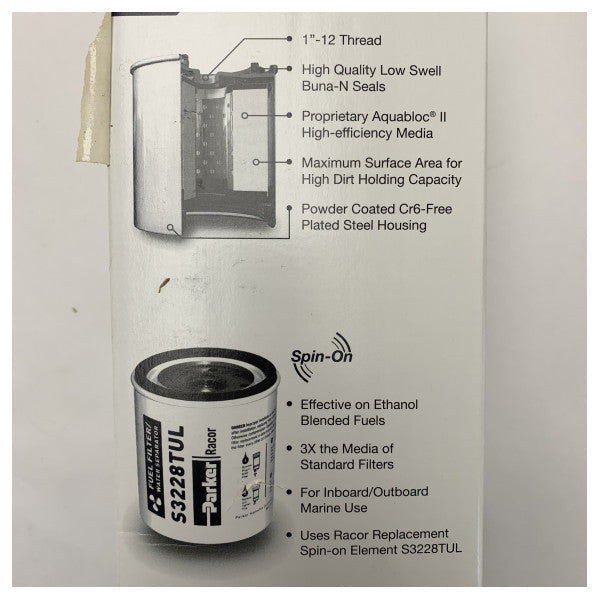 باركر Racor 320R-RAC-02 مرشح وقود بحري وفاصل ماء للمحركات الداخلية والخارجية
