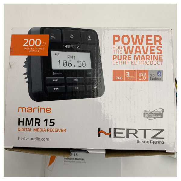 Hertz HMR15 Marine Radio System with 200W Amplifier FM USB Bluetooth IP66 Waterproof 