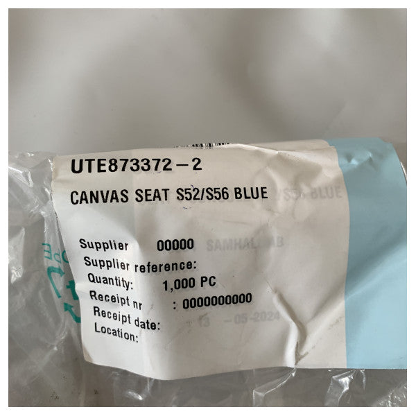 Uttern S52 and S56 pilot seat canvass cover blue - 873372-2 