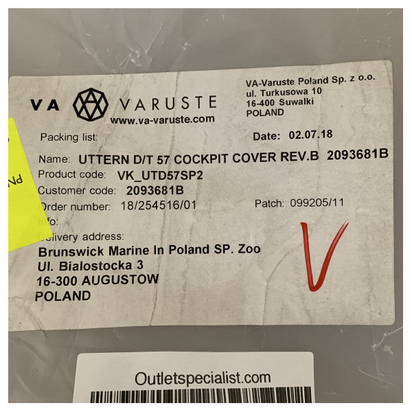 Black Canvas Cockpit Cover for Uttern D/T 57 - VK_UTD57SP2 