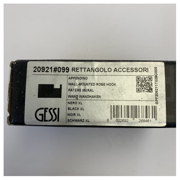 Gessi 20912-099 Ματ Μαύρο Επιτοίχιο Άγκιστρο Σχοινιού Ορθογώνιο 