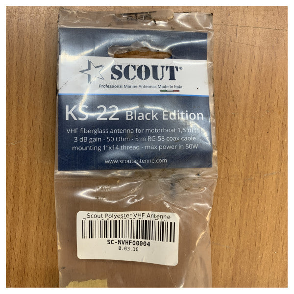 Scout KS-22 Antenna VHF Marittima Prestazzjoni Għolja 1.5m Fibreglass għal Yacht 