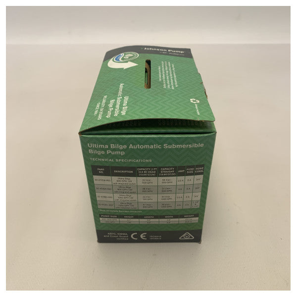 Pompa zęzowa Johnson Ultima 800 GPH biała 12V - 32-47259-003