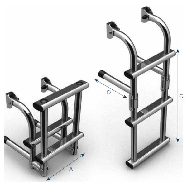 Scala di accesso marino Nautinox in acciaio inossidabile 3 gradini pieghevole - 2046-1 