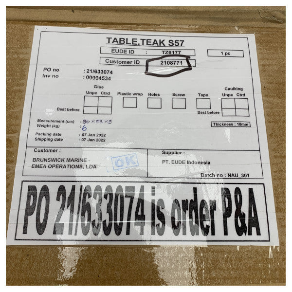 Uttern S57 cockpit Teak Folding Table  - TZ6177