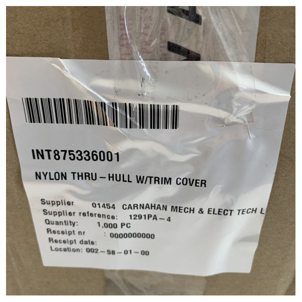Nylon Thru-Hull Fitting with Trim Cover 3/4inch Barbed 1291PA-4