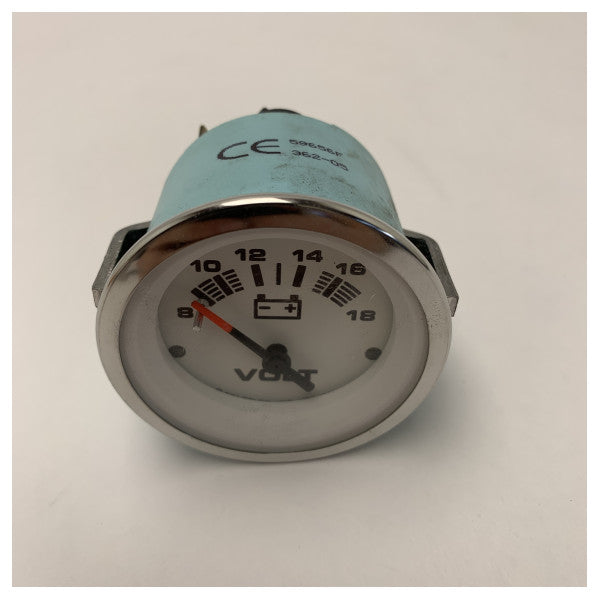 VDO 8 till 18V spänningsindikator gauge vit - 59656F 