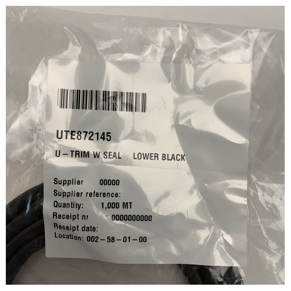 U-Trim with Lower Seal Black Marine Grade Edge Protection 603-1429 1meter 