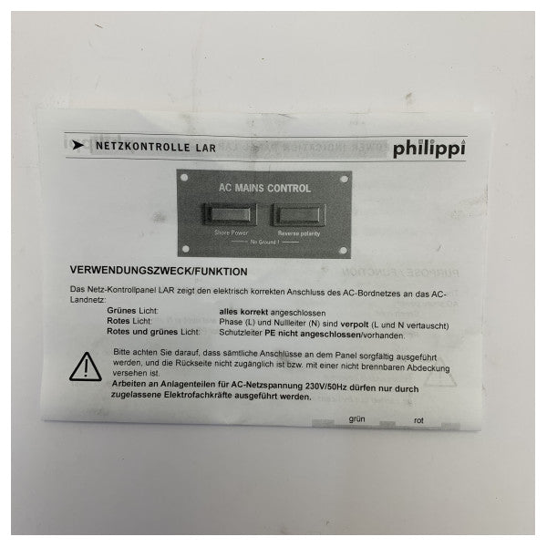 Philippi Marine 極性反転インジケーター AC メインコントロールパネル - 0-1000-0231 