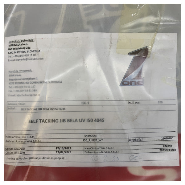 One Sails Självslående fock Bela UV för Elan 404S 