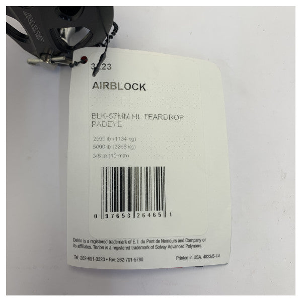 Harken 3223 57mm Carbo Air Block HL z uchem teardrop Padeye 